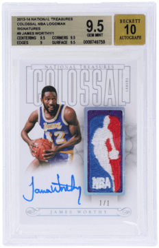 James Worthy 2013 National Treasures Colossal NBA Logoman Signature James Worthy #CL-JW BGS 9.5 Auto 10 /1 card from Card Ladder