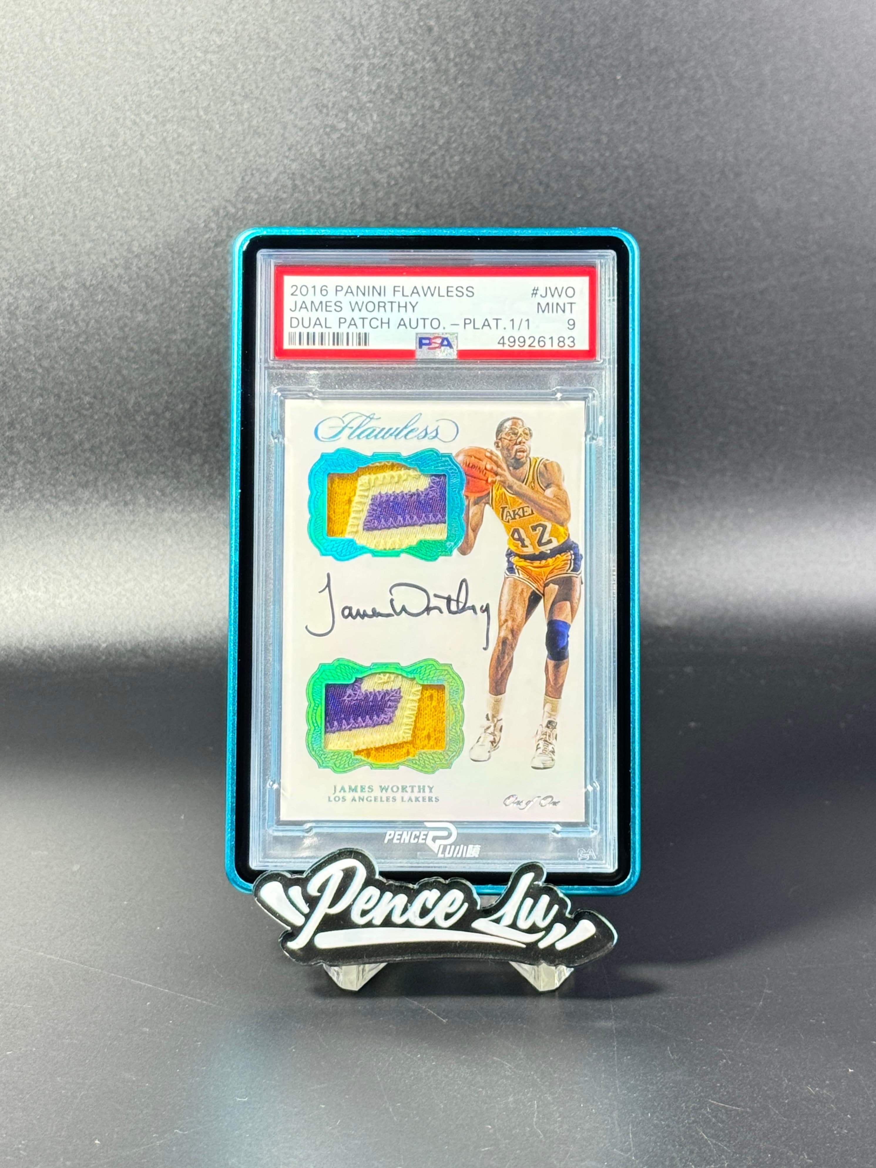 James Worthy 2016-17 Panini Flawless Dual Patch Autograph Platinum 1/1 PSA 9 card from Card Ladder