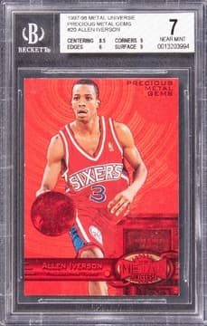 Allen Iverson 1997-98 Skybox Metal Universe Precious Metal Gems (PMG) Red #20 Allen Iverson (#068/100) - BGS NM 7 card from Card Ladder
