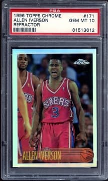 Allen Iverson 1996 Topps Chrome Refractor #171 PSA 10 card from Card Ladder