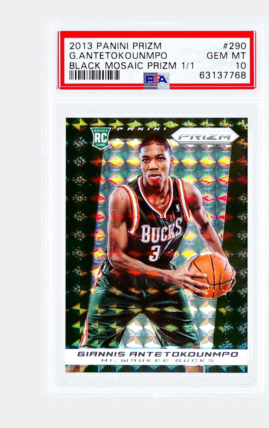 Giannis Antetokounmpo 2013-14 Panini Prizm Black Mosaic 1/1 #290 example