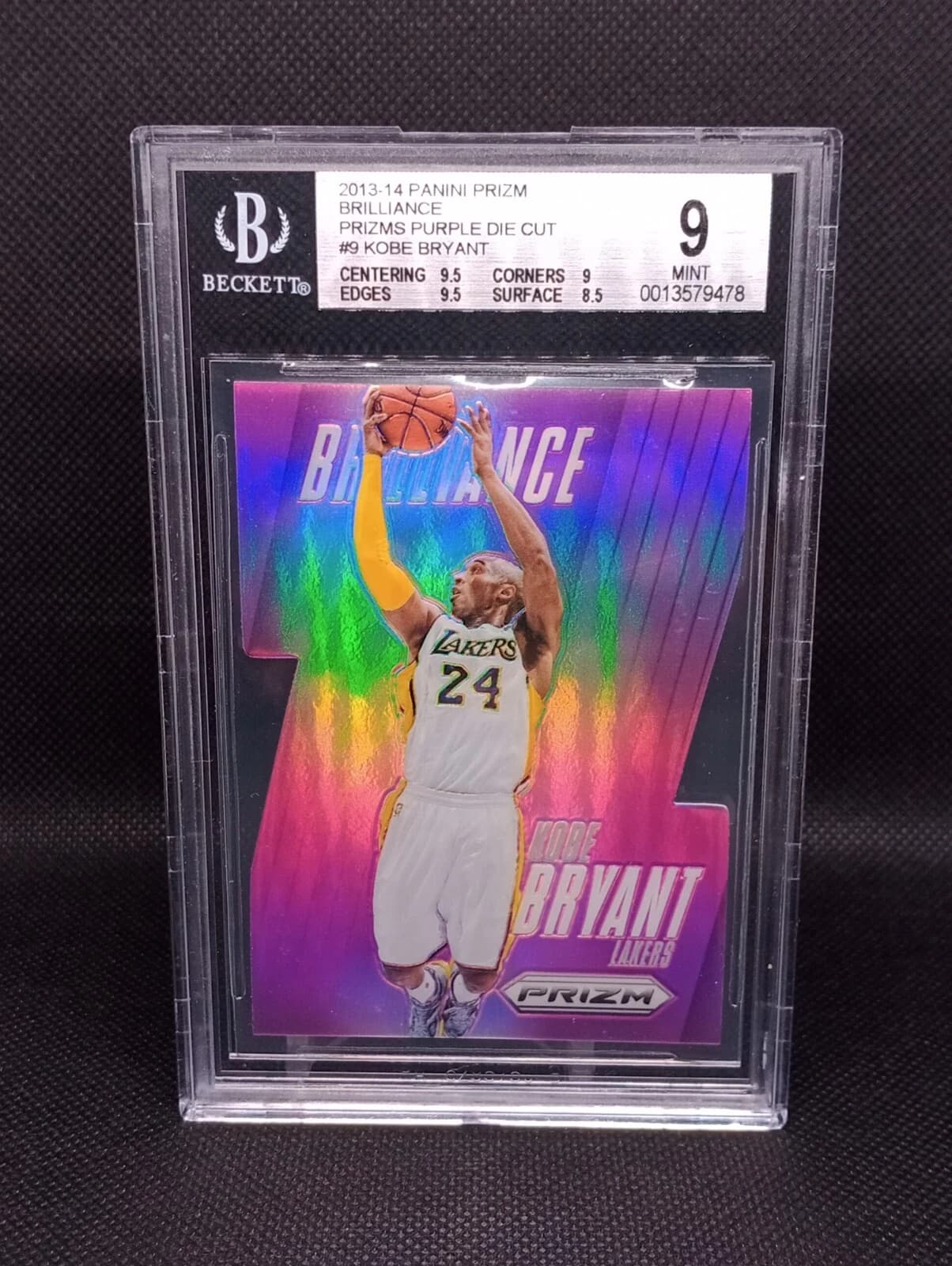 2013-14 Panini Prizm Brilliance Purple Die Cut Kobe Bryant #9 clean example scan