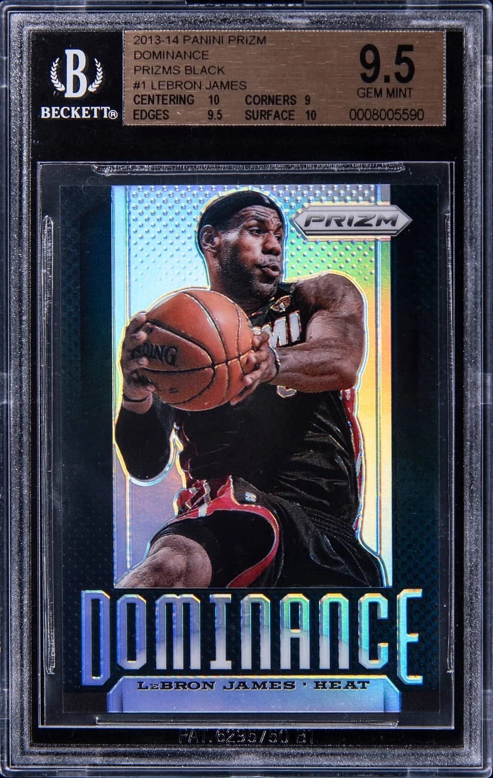 2013-14 Panini Prizm Dominance Black LeBron James #1 clean example scan