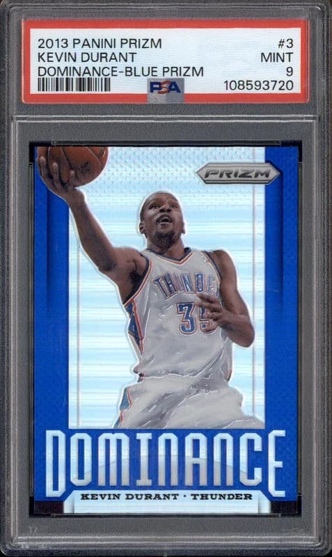 2013-14 Panini Prizm Dominance Blue Kevin Durant #3 clean example scan