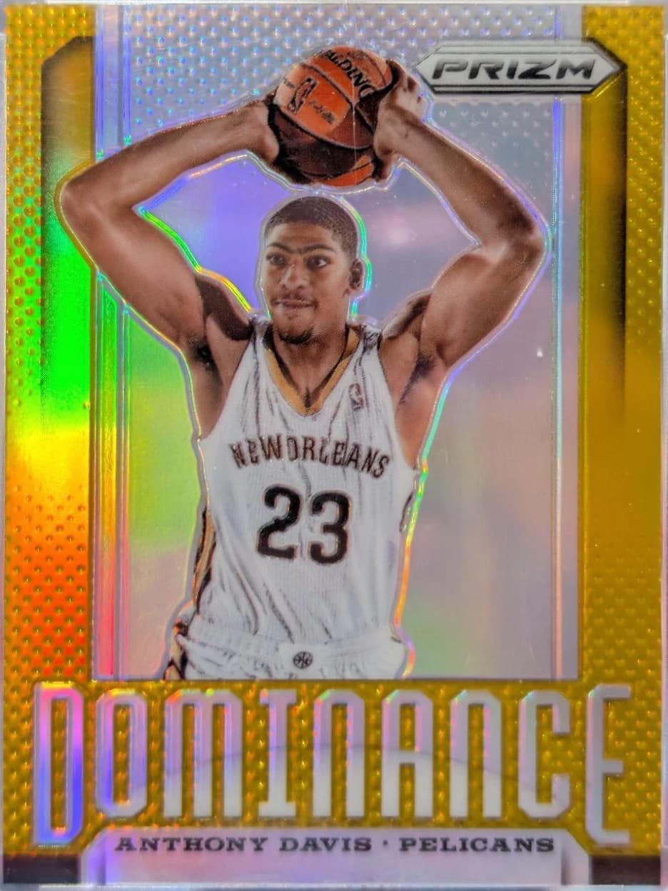2013-14 Panini Prizm Dominance Gold Anthony Davis #25 clean example scan