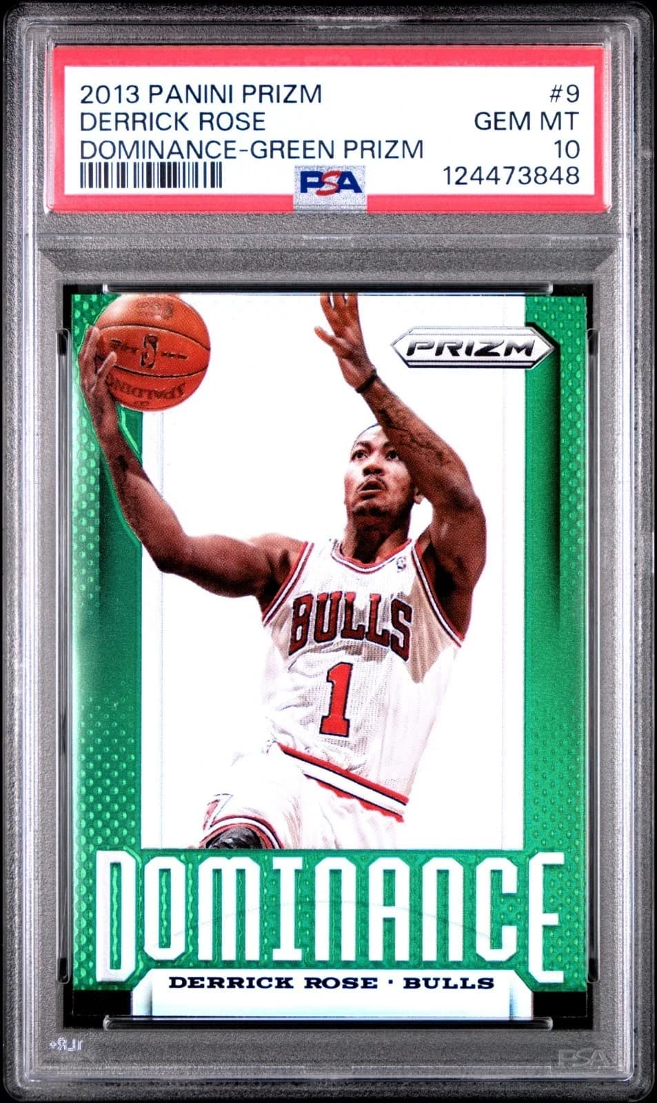 2013-14 Panini Prizm Dominance Green Derrick Rose #9 clean example scan