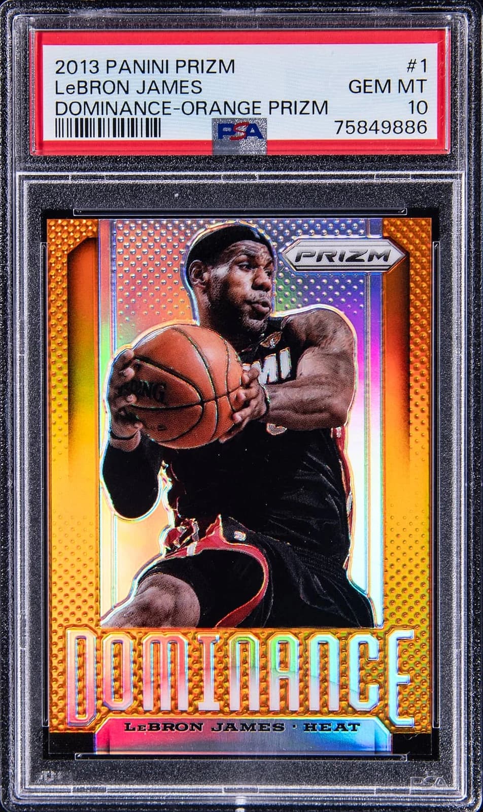 2013-14 Panini Prizm Dominance Orange LeBron James #1 clean example scan