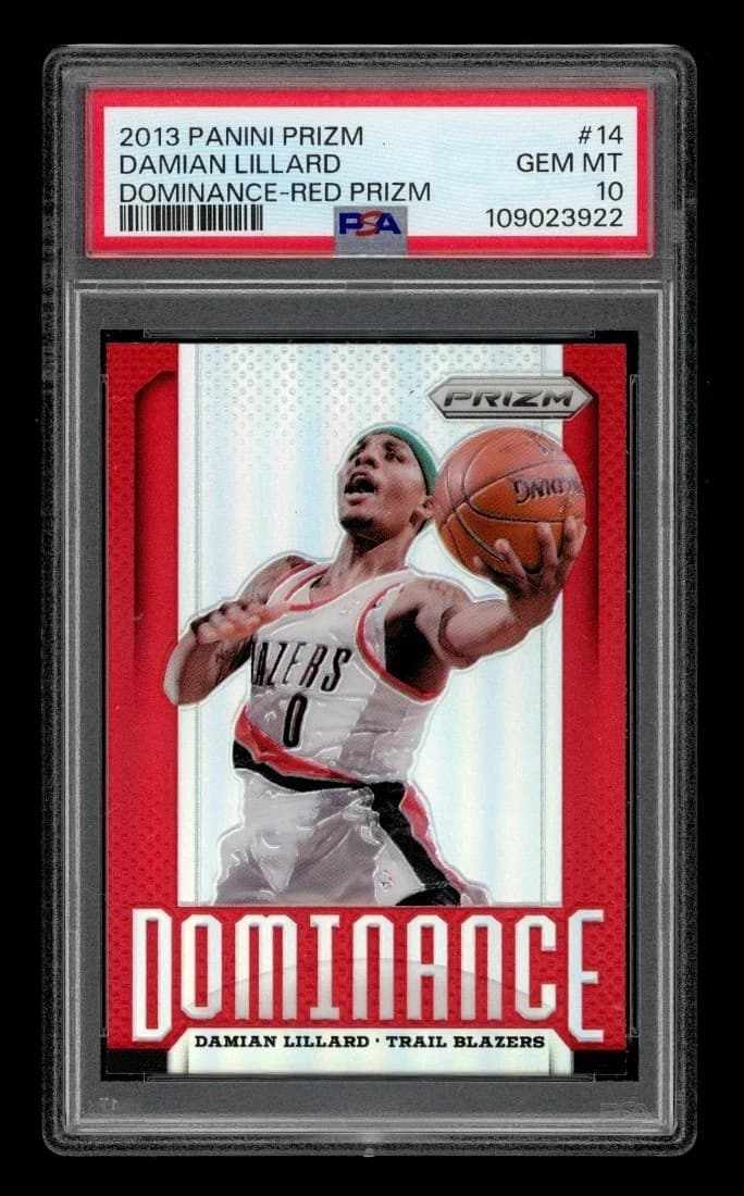 2013-14 Panini Prizm Dominance Red Damian Lillard #14 clean example scan