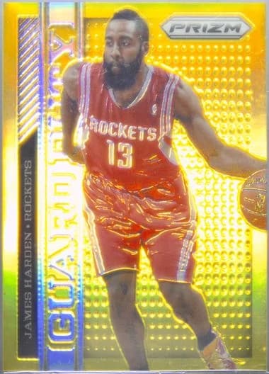 2013-14 Panini Prizm Guard Duty Gold James Harden #6 clean example scan