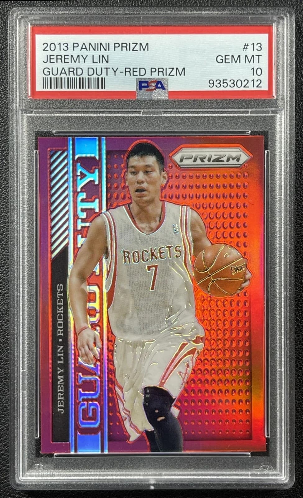 2013-14 Panini Prizm Guard Duty Red Jeremy Lin #13 clean example scan