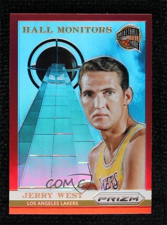 2013-14 Panini Prizm Hall Monitors Red Jerry West #15 clean example scan