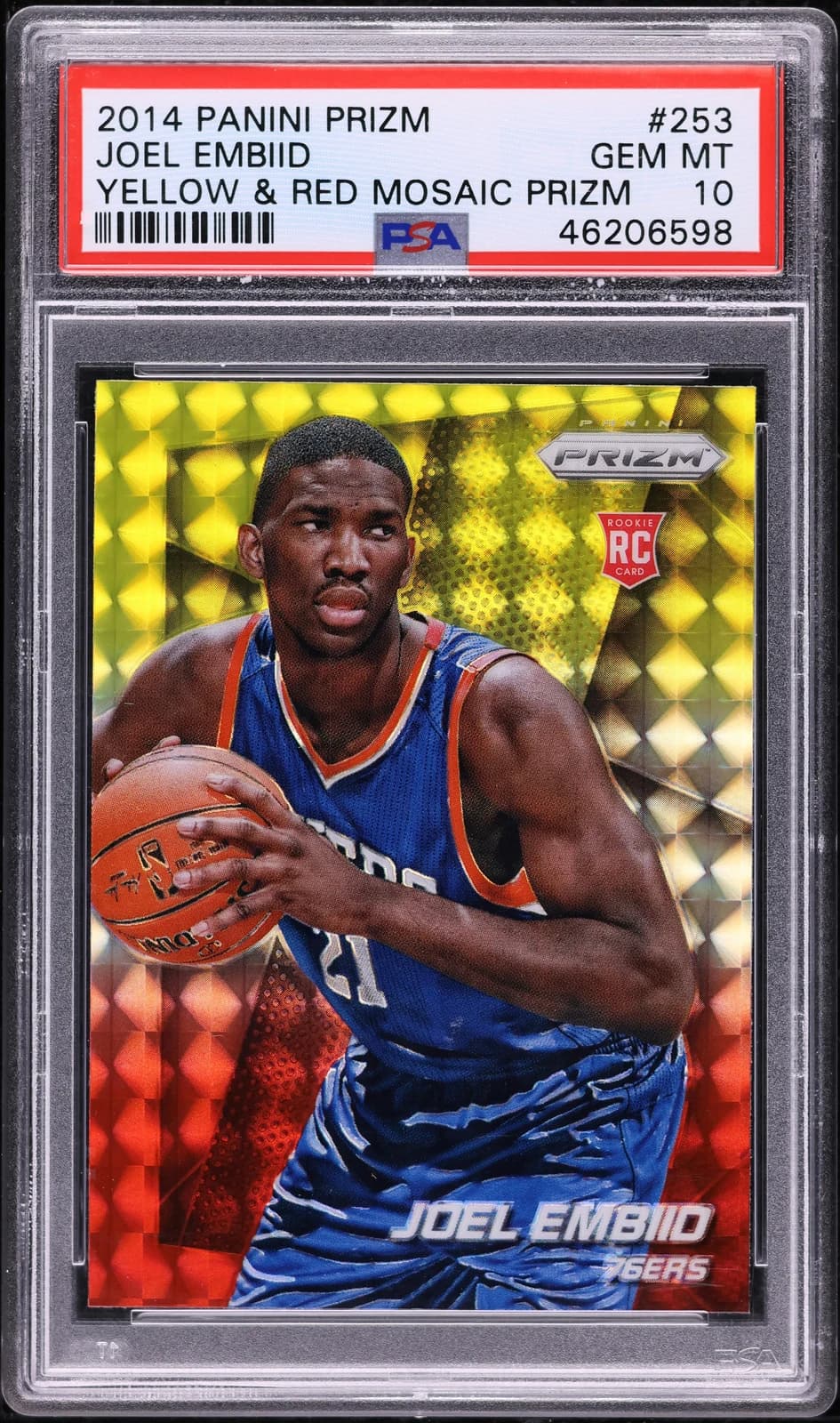 Joel Embiid 2014-15 Panini Prizm Yellow/Red Mosaic #253 example