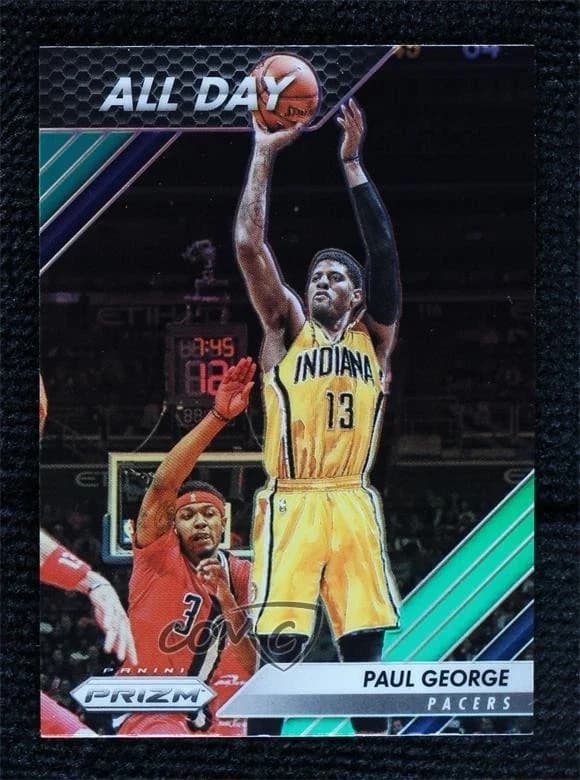 2016-17 Panini Prizm All Day Green Paul George #8 clean example scan