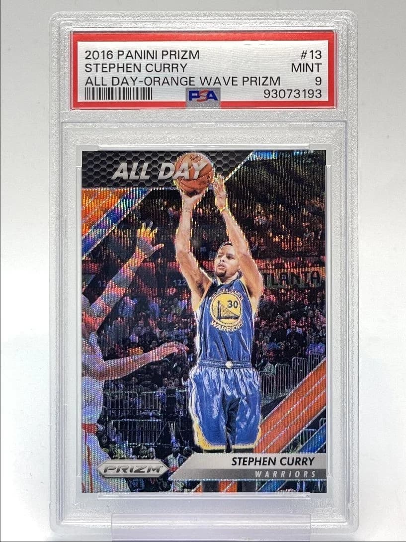 2016-17 Panini Prizm All Day Orange Wave Stephen Curry #13 clean example scan