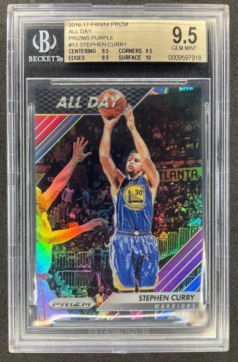 2016-17 Panini Prizm All Day Purple Stephen Curry #13 clean example scan