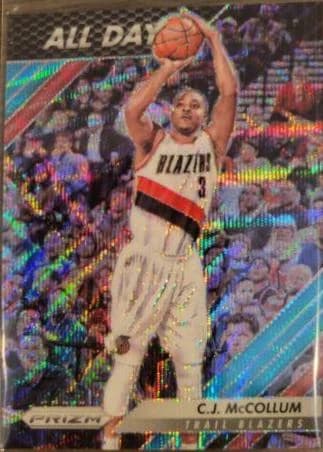 2016-17 Panini Prizm All Day Teal Wave C. J. McCollum #11 clean example scan