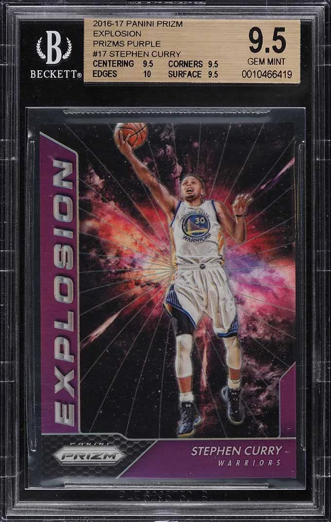2016-17 Panini Prizm Explosion Purple Prizm Stephen Curry #17 clean example scan