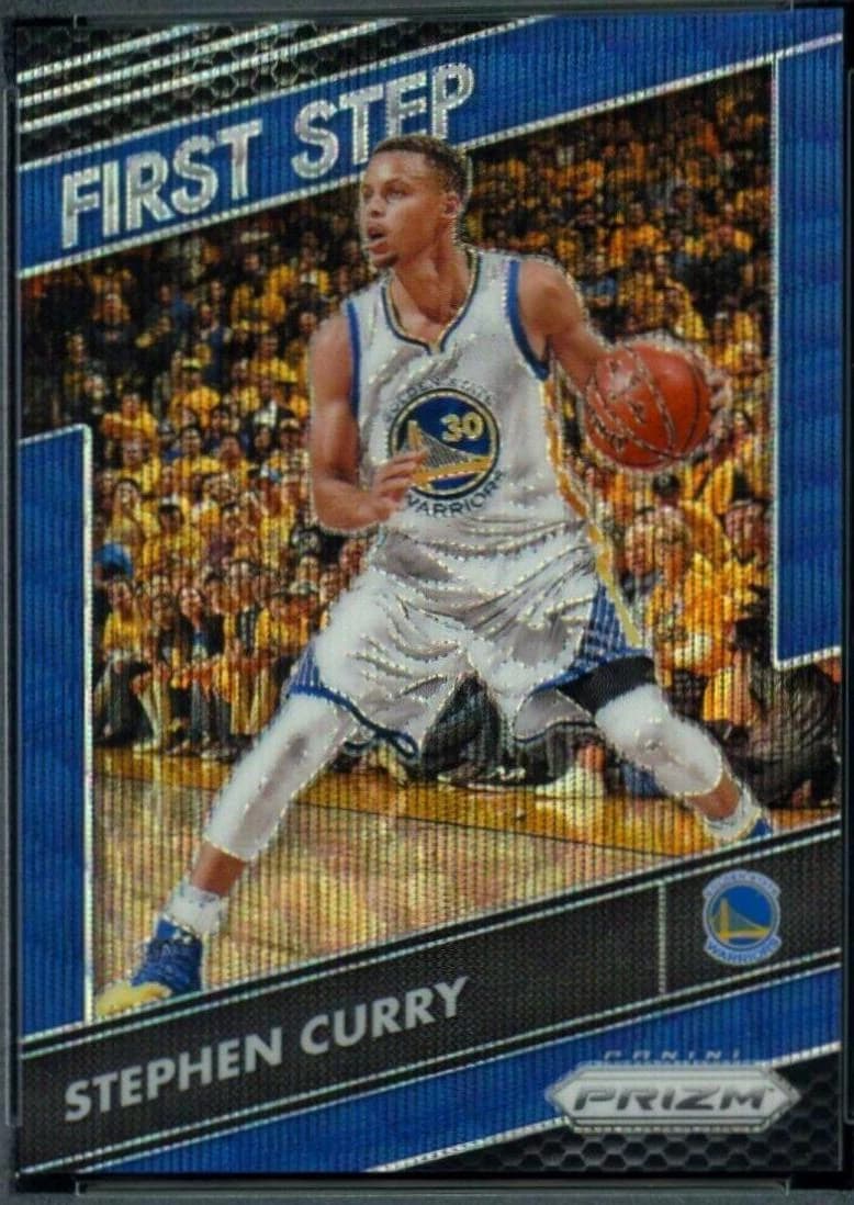 2016-17 Panini Prizm First Step Blue Wave Stephen Curry #4 clean example scan