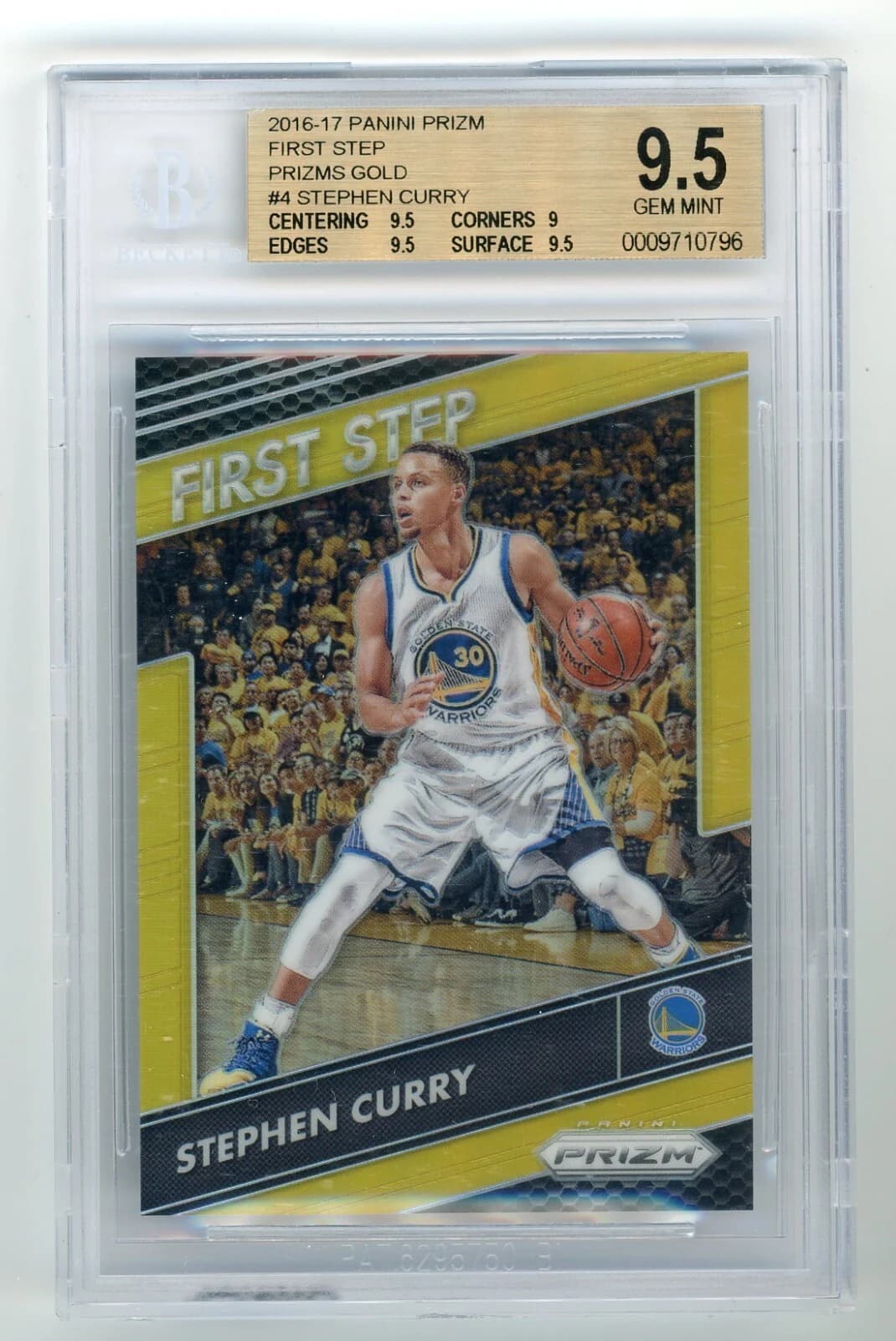 2016-17 Panini Prizm First Step Gold Stephen Curry #4 clean example scan