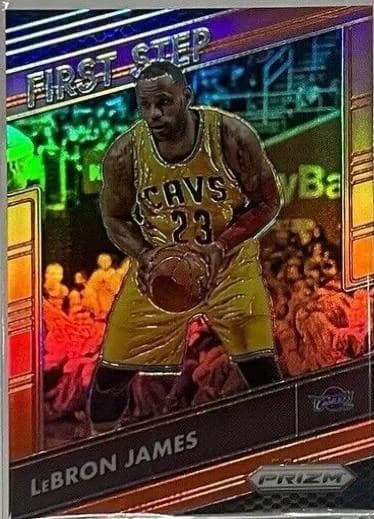 2016-17 Panini Prizm First Step Orange LeBron James #6 clean example scan