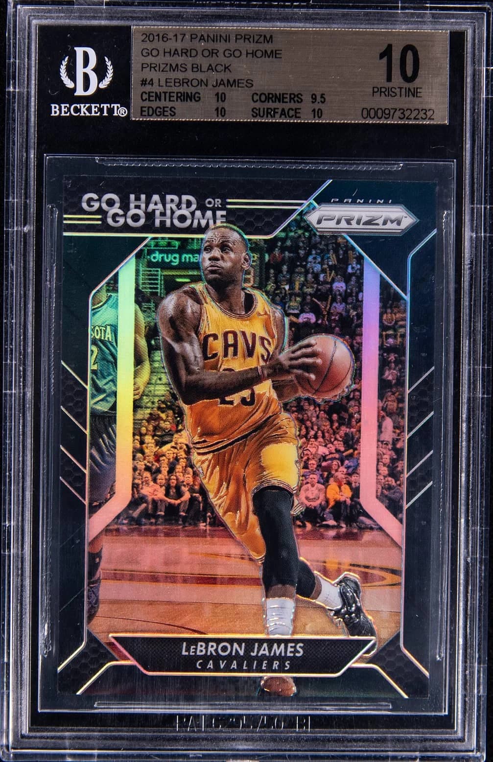 2016-17 Panini Prizm Go Hard or Go Home Black LeBron James #4 clean example scan