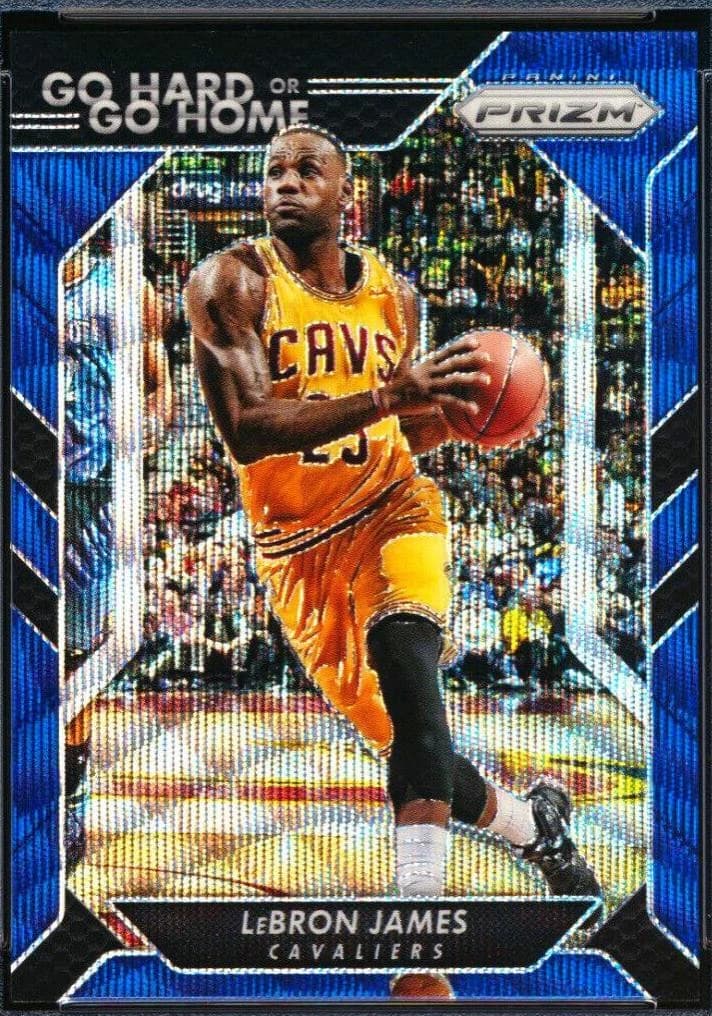 2016-17 Panini Prizm Go Hard or Go Home Blue Wave LeBron James #4 clean example scan
