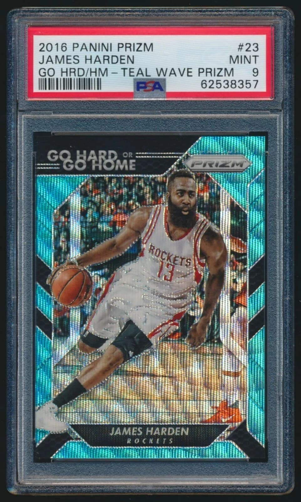 2016-17 Panini Prizm Go Hard or Go Home Teal Wave James Harden #23 clean example scan
