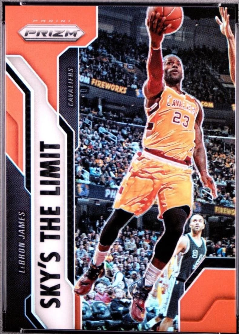 2016-17 Panini Prizm Sky's the Limit Orange Prizm LeBron James #4 clean example scan