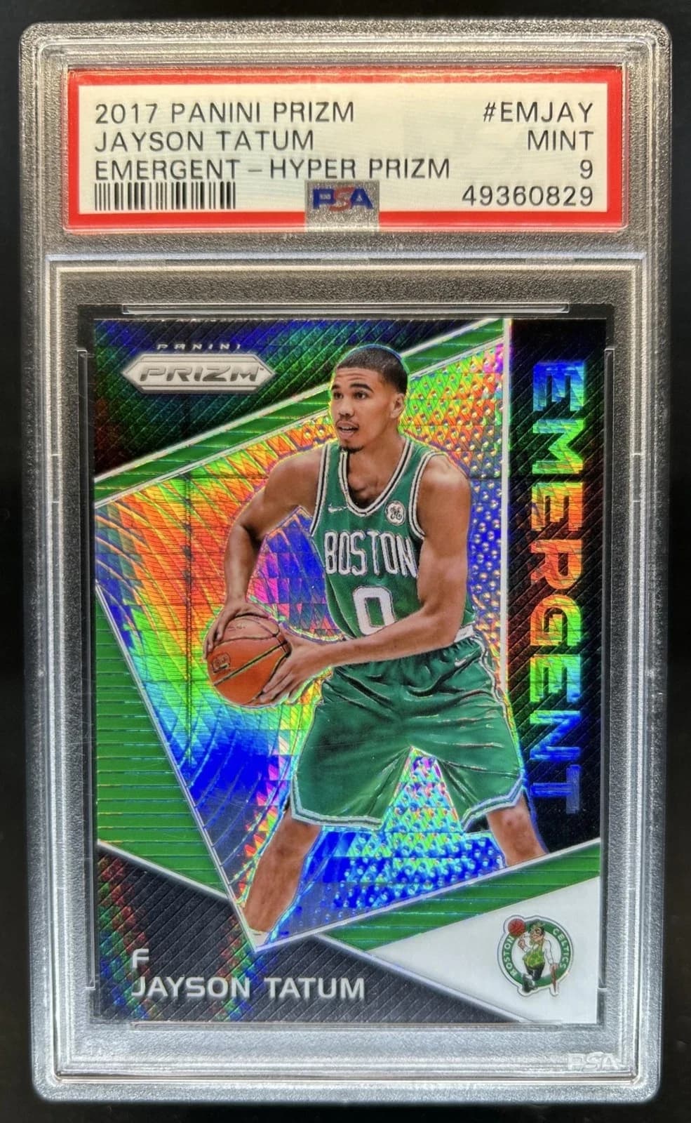 2017-18 Panini Prizm Emergent Hyper Prizms Jayson Tatum #EM-JAY clean example scan