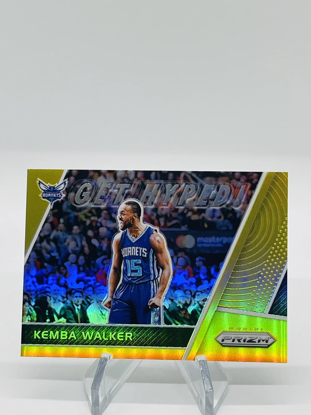 2017-18 Panini Prizm Get Hyped! Gold Prizms Kemba Walker #GH-KW clean example scan