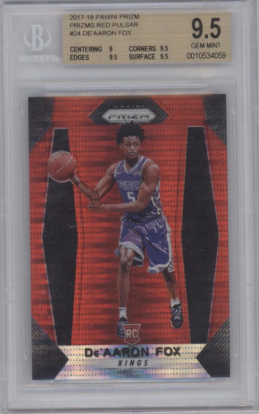 De'Aaron Fox 2017-18 Panini Prizm Red Pulsar /25 #24 example