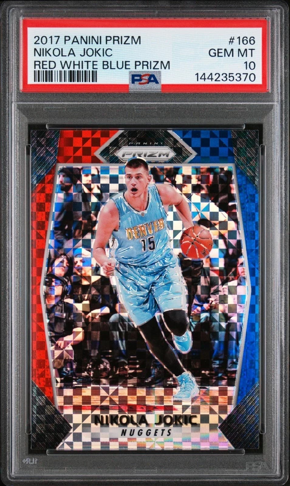 Nikola Jokic 2017-18 Panini Prizm Red/White/Blue #166 example
