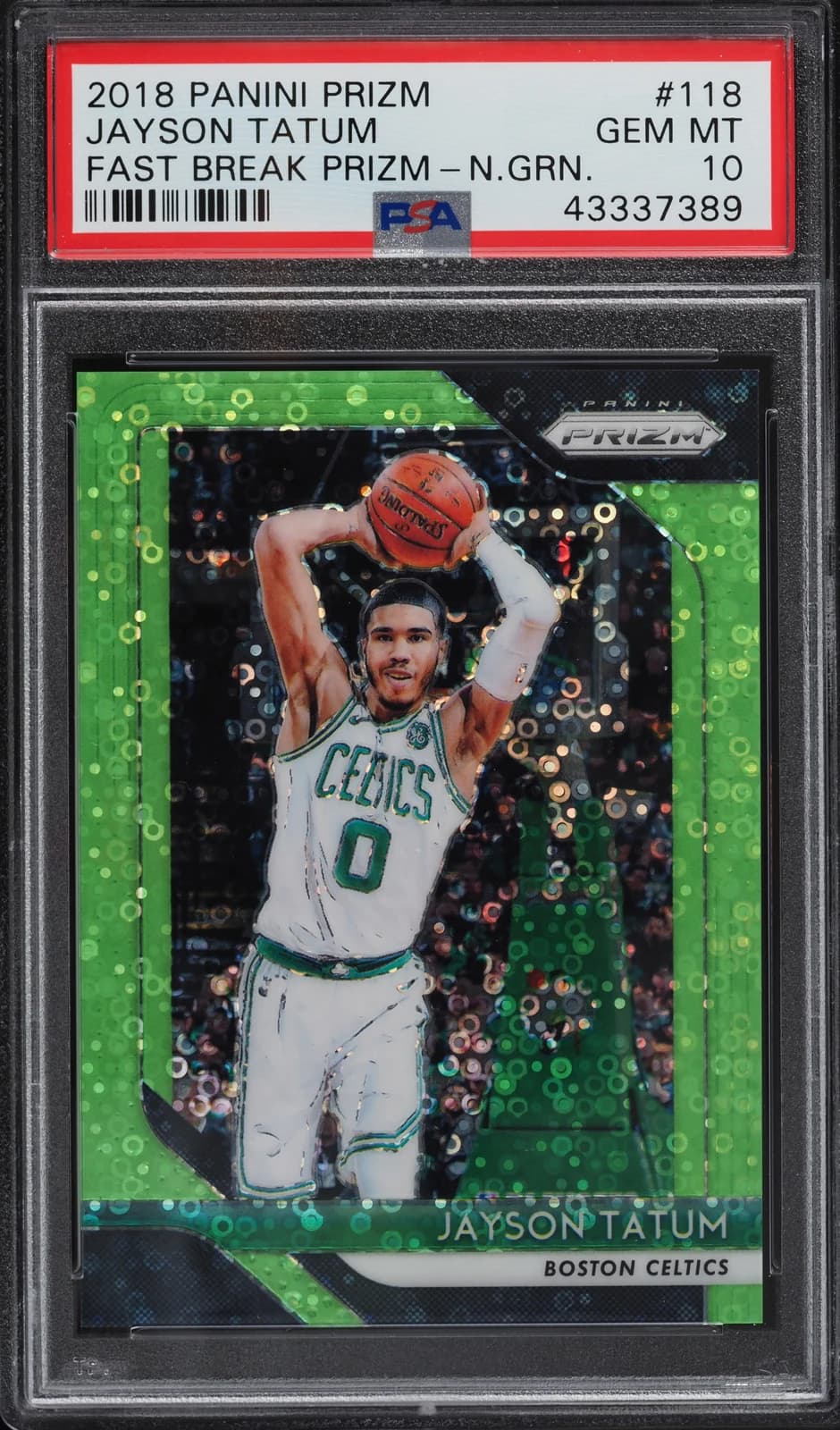 Jayson Tatum 2018-19 Panini Prizm Fast Break Neon Green /5 #118 example