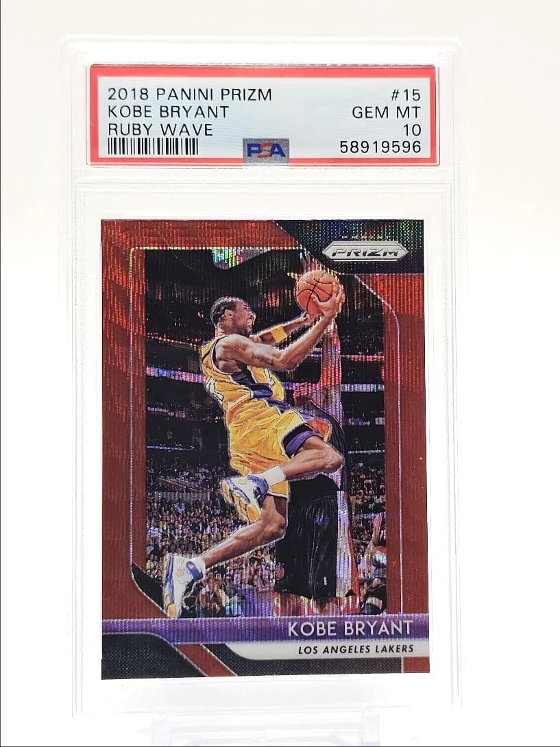 Kobe Bryant 2018-19 Panini Prizm Ruby Wave #15 example
