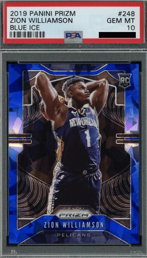 2019-20 Panini Prizm Blue Ice /99 Zion Williamson #248 example