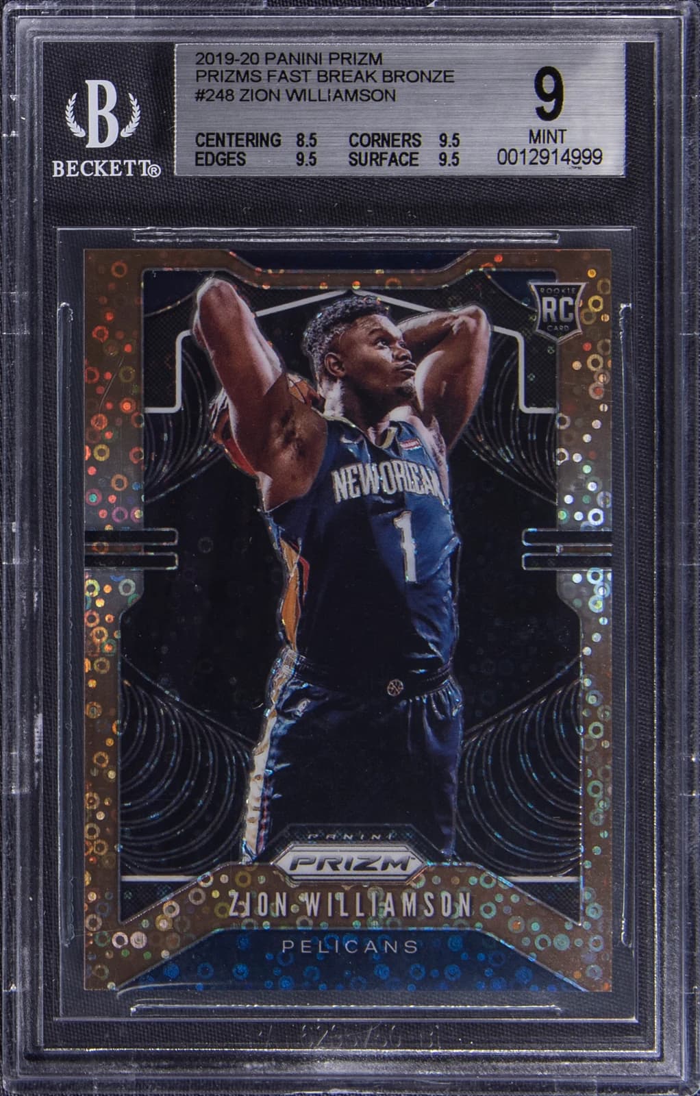 2019-20 Panini Prizm Fast Break Bronze /20 Zion Williamson #248 example