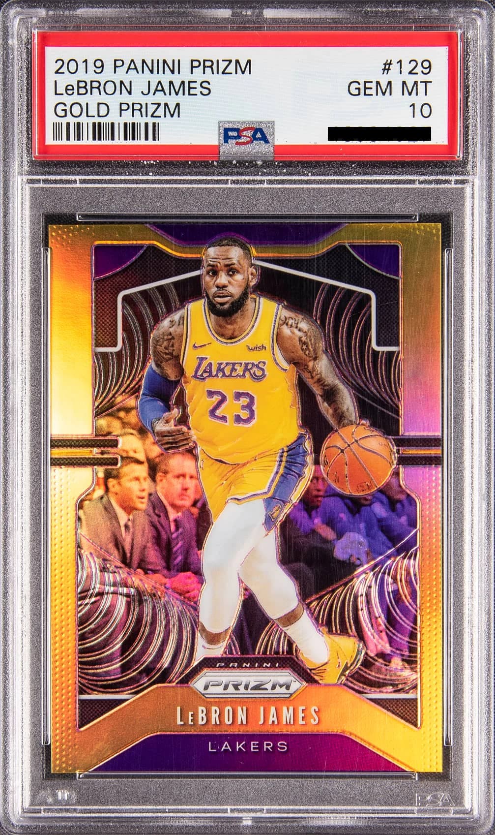 2019-20 Panini Prizm Gold /10 LeBron James #129 example