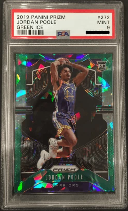 2019-20 Panini Prizm Green Ice Jordan Poole #272 example