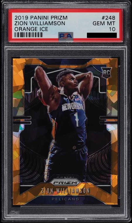 2019-20 Panini Prizm Orange Ice Zion Williamson #248 example