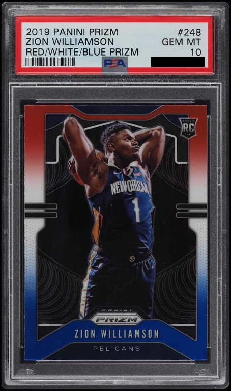 2019-20 Panini Prizm Red/White/Blue Zion Williamson #248 example