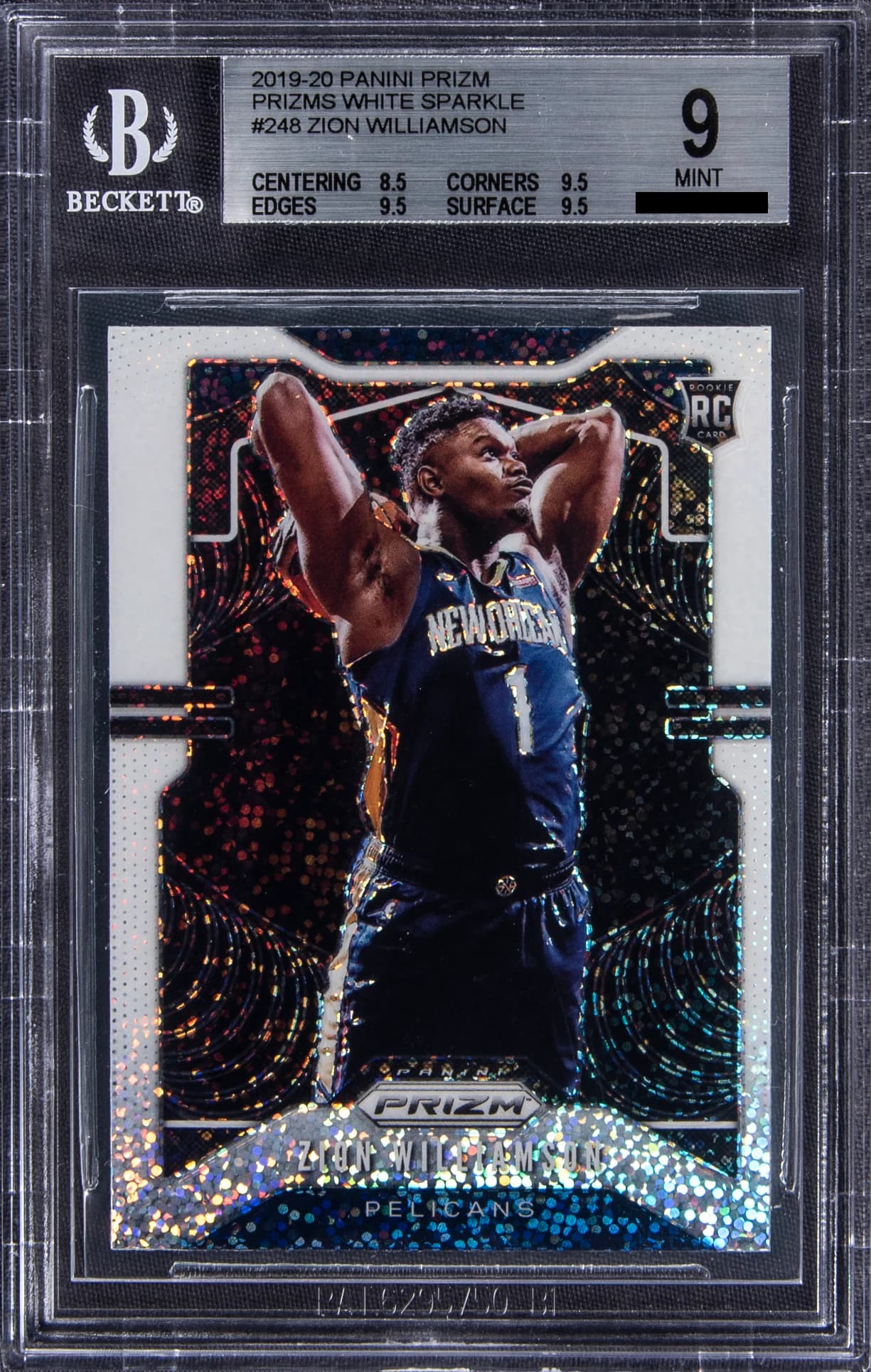 2019-20 Panini Prizm White Sparkle Zion Williamson #248 example