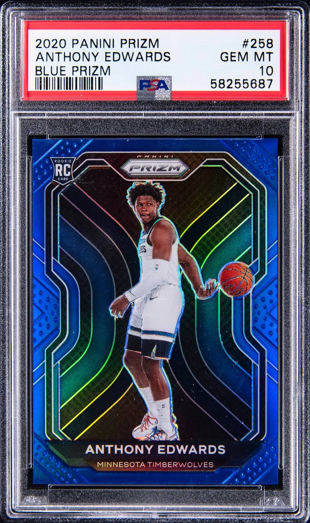 2020-21 Panini Prizm Blue /199 Anthony Edwards #258 example