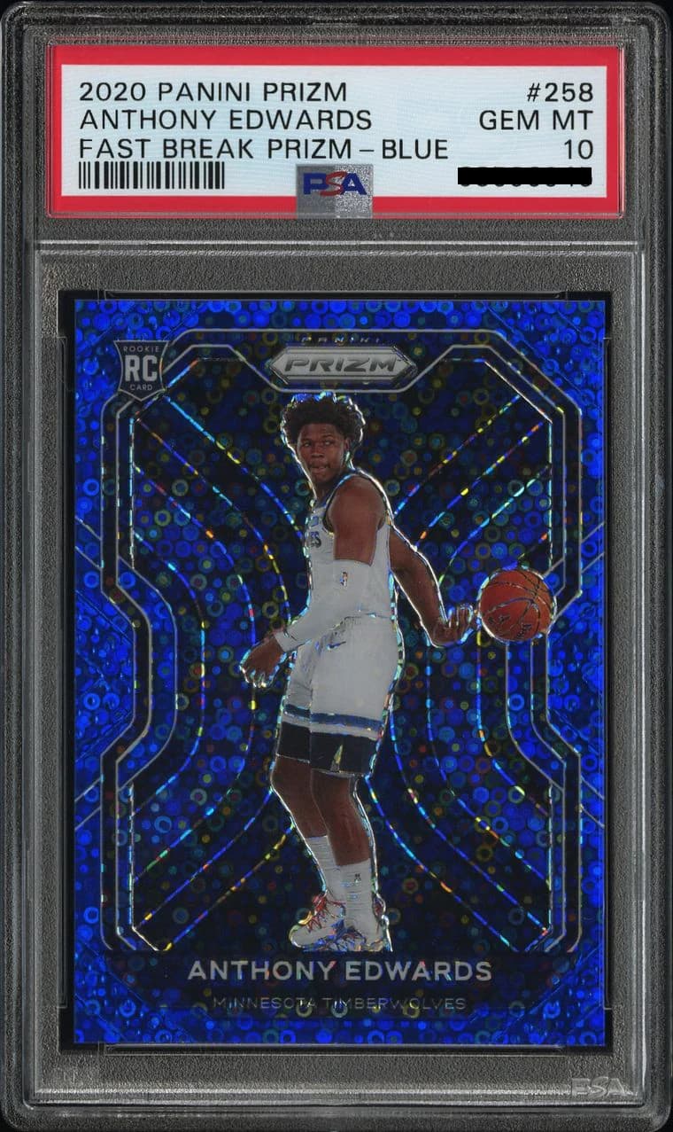 2020-21 Panini Prizm Fast Break Blue /175 Anthony Edwards #258 example