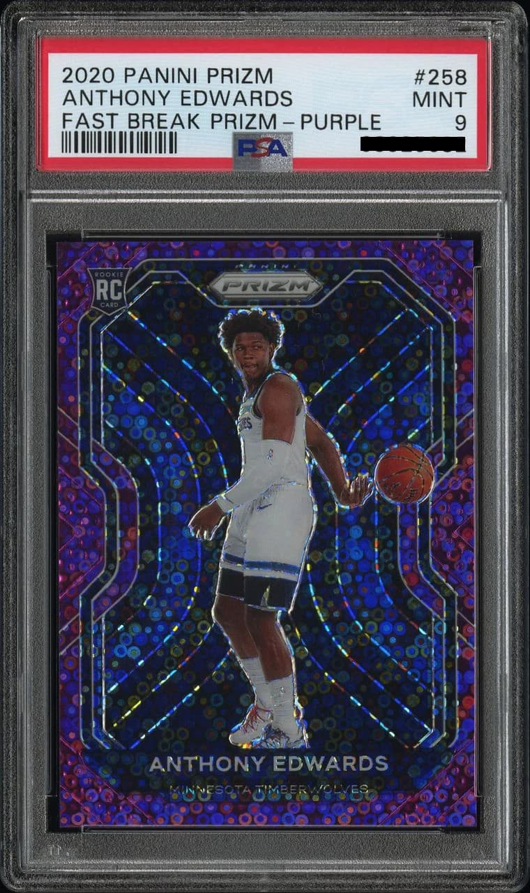 2020-21 Panini Prizm Fast Break Purple /75 Anthony Edwards #258 example