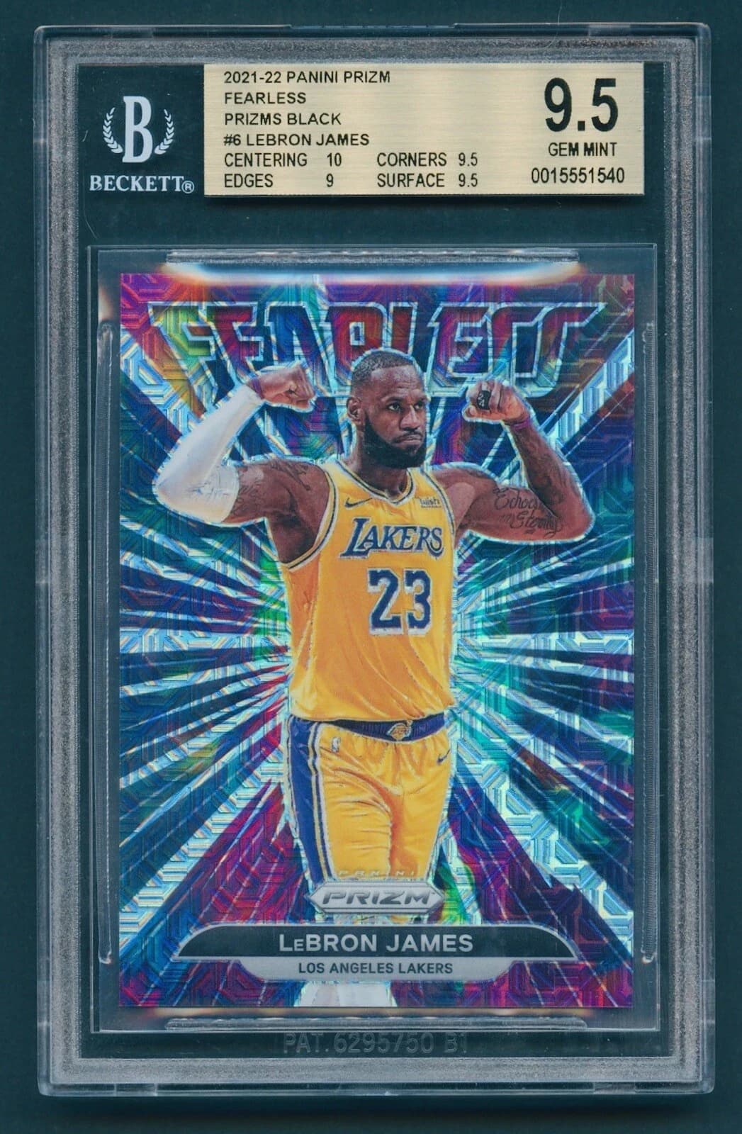 2021-22 Panini Prizm Fearless Black LeBron James #6 clean example scan