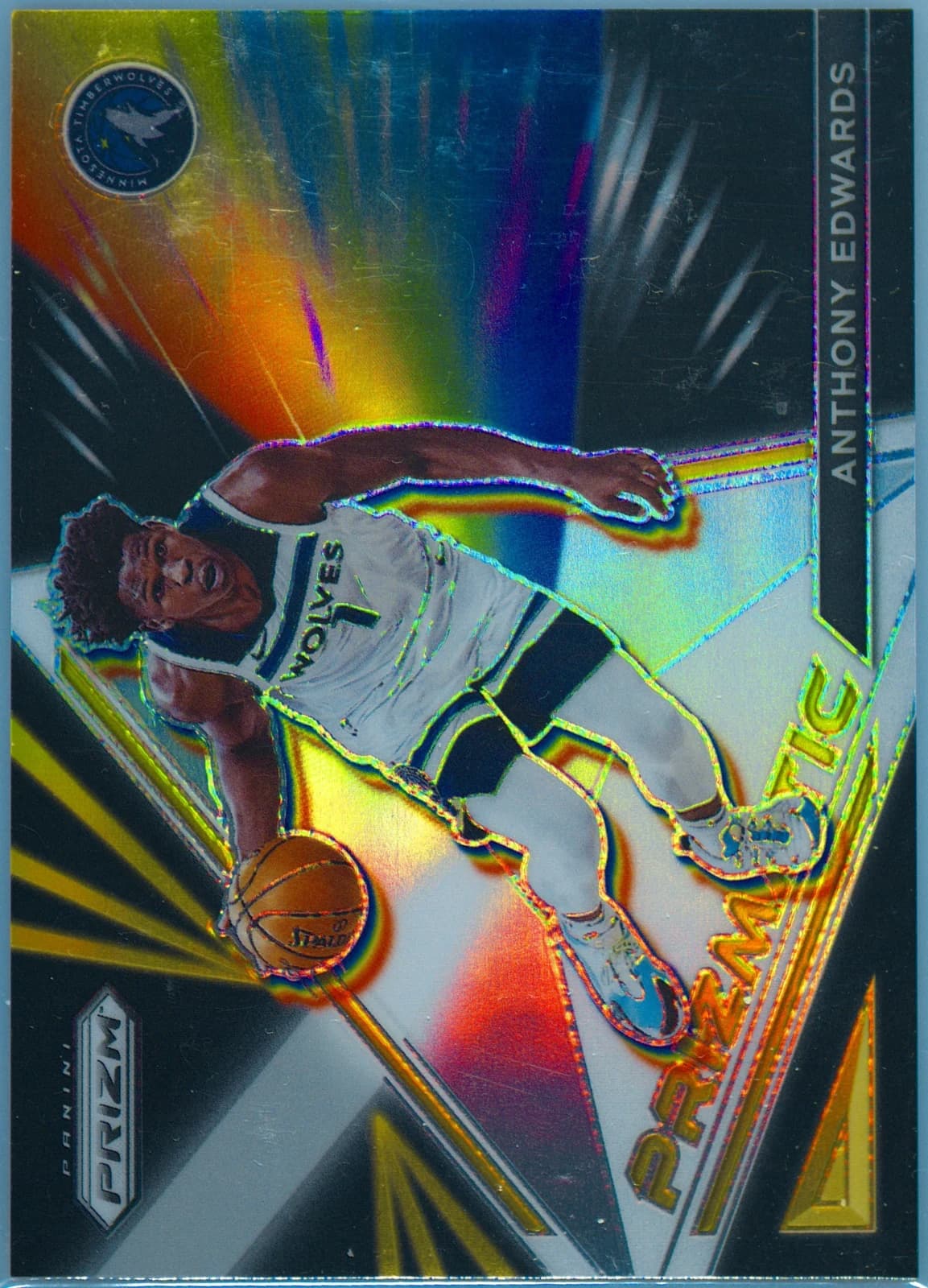 2021-22 Panini Prizm Prizmatic Gold Anthony Edwards #19 clean example scan