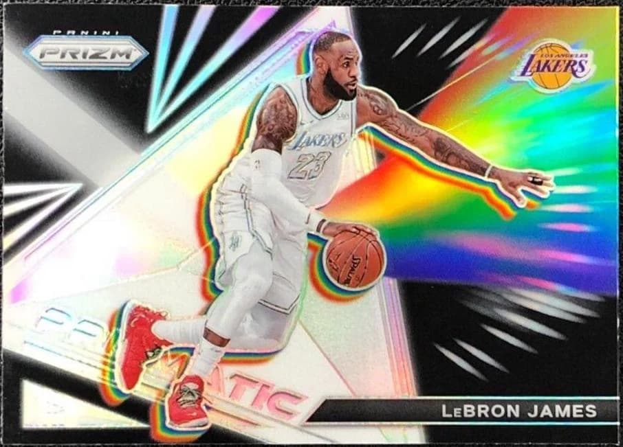 2021-22 Panini Prizm Prizmatic Silver LeBron James #25 clean example scan