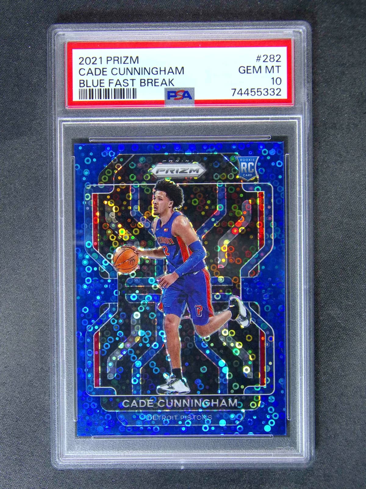 2021-22 Panini Prizm Fast Break Blue /150 Cade Cunningham #282 example