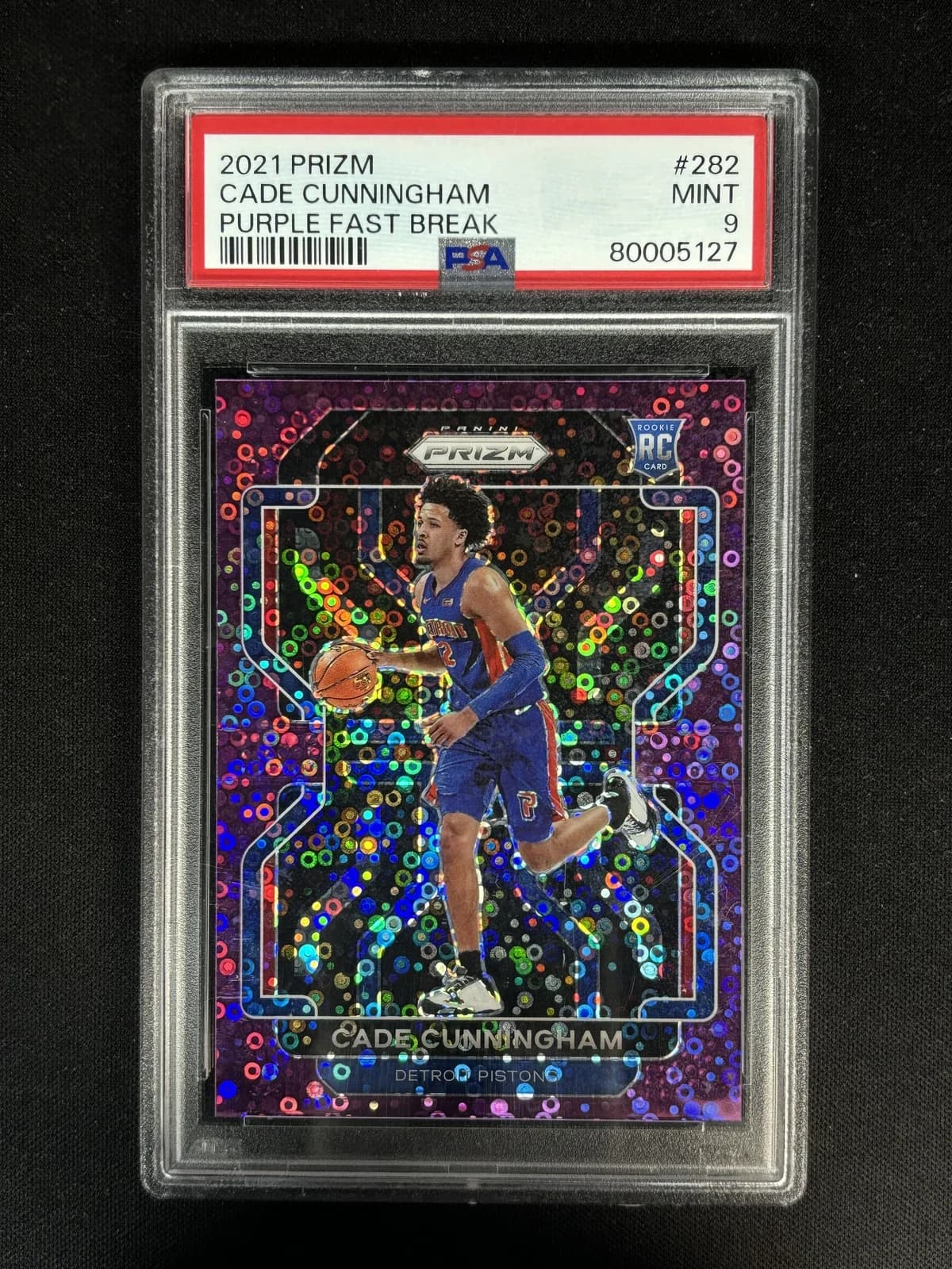2021-22 Panini Prizm Fast Break Purple /75 Cade Cunningham #282 example