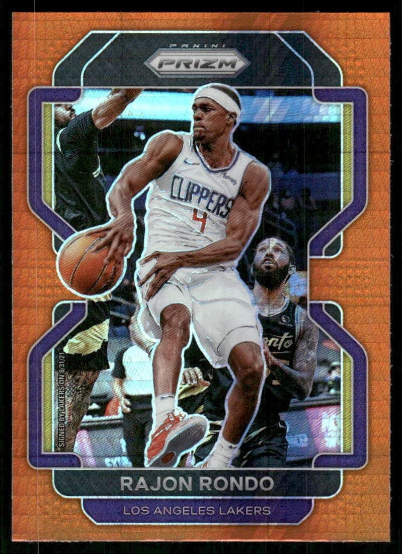 2021-22 Panini Prizm Orange Hyper Rajon Rondo #104 example